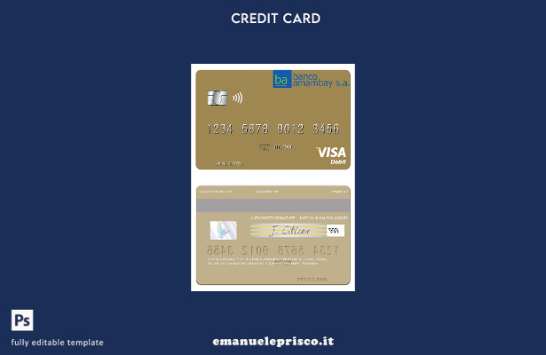 modello di carta di debito visto Paraguay Banco Amambay in stile verificato